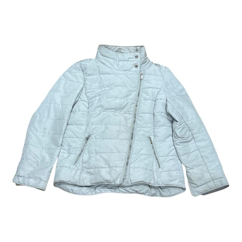 Windsmoor Jacket Womens 10 Gray Quilted Asymmetrical Zip Puffer Coat Winter